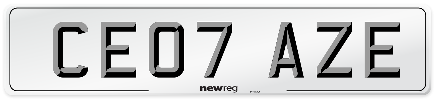 CE07 AZE Number Plate from New Reg
